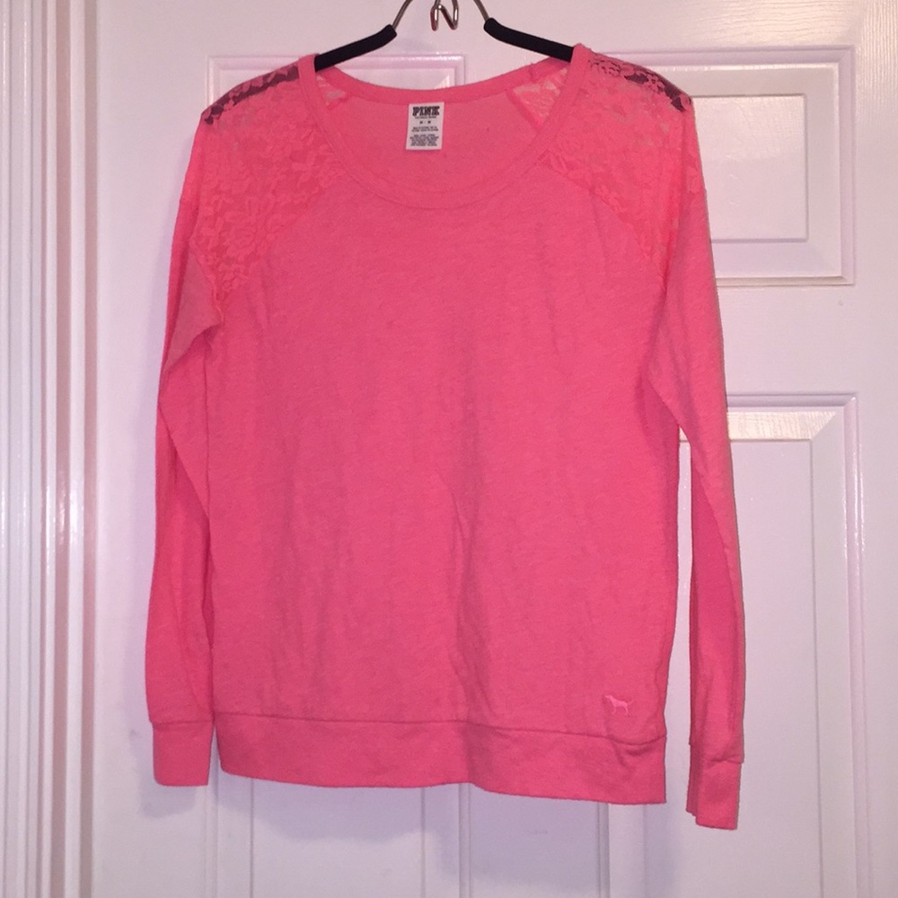 Victoria's Secret pink lace long sleeve tee